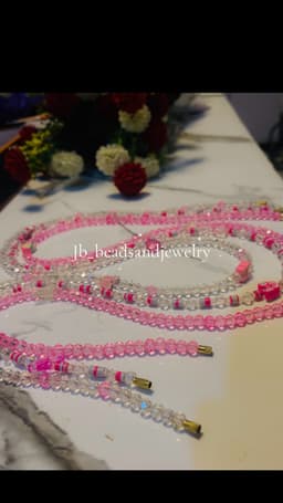 Pink decorated waistbeads